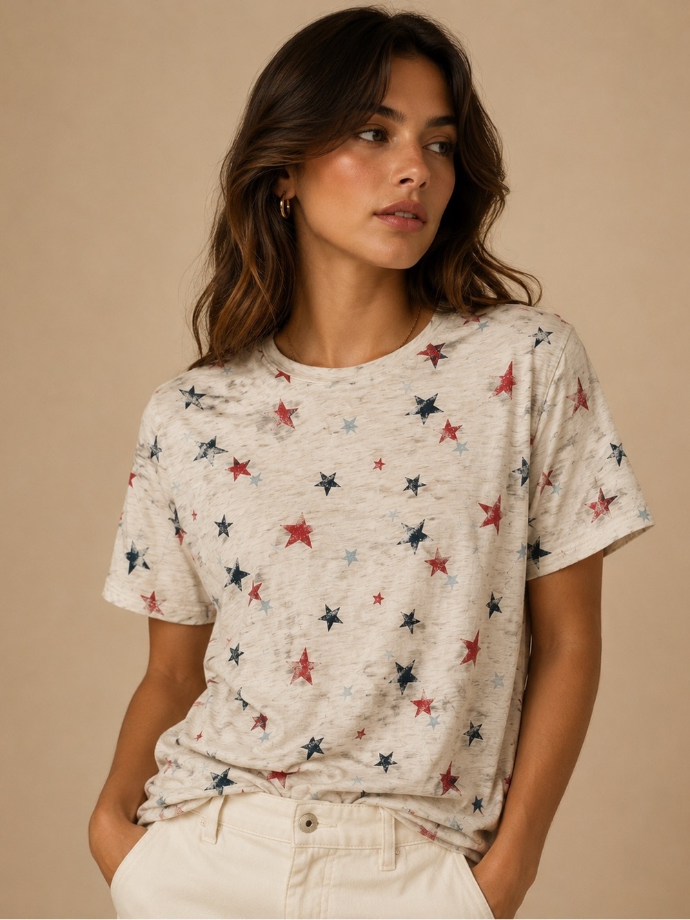 Maurices Patriotic Stars Graphic Tee Plus Size 1X Red White Blue